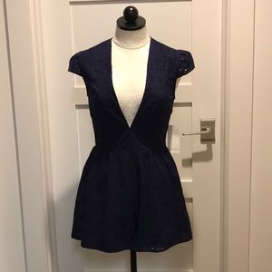 Navy Blue Deep V Romper